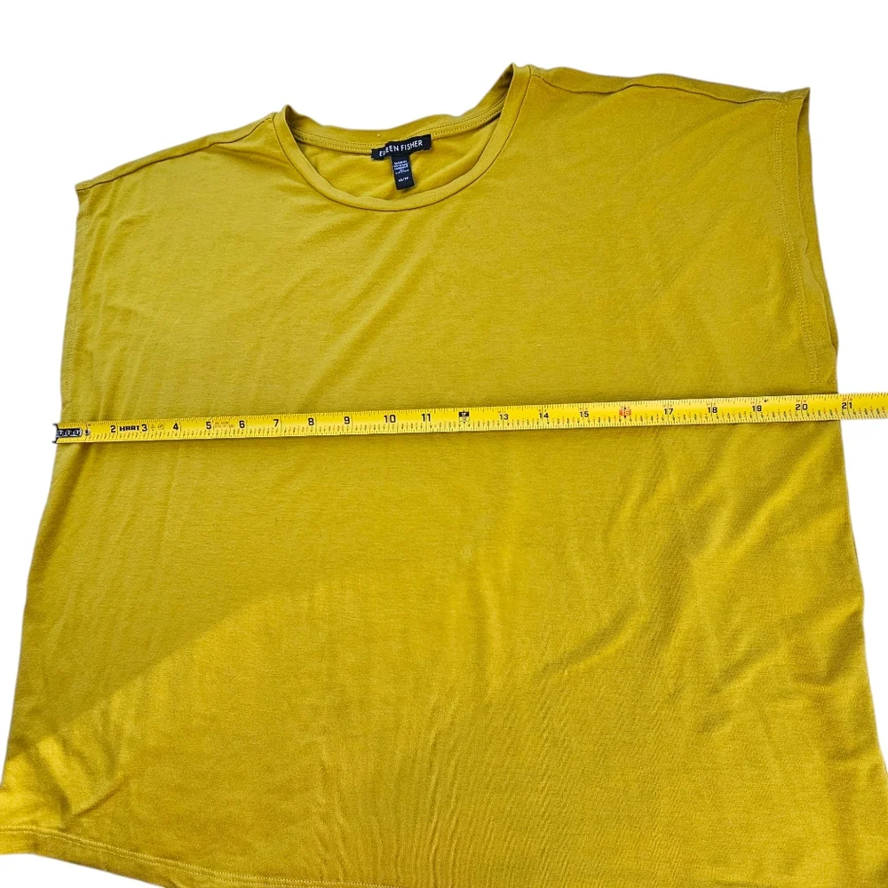 EILEEN FISHER Women’s Chartreuse Tencel Jersey Square Top Size XS - Picture 5 of 9